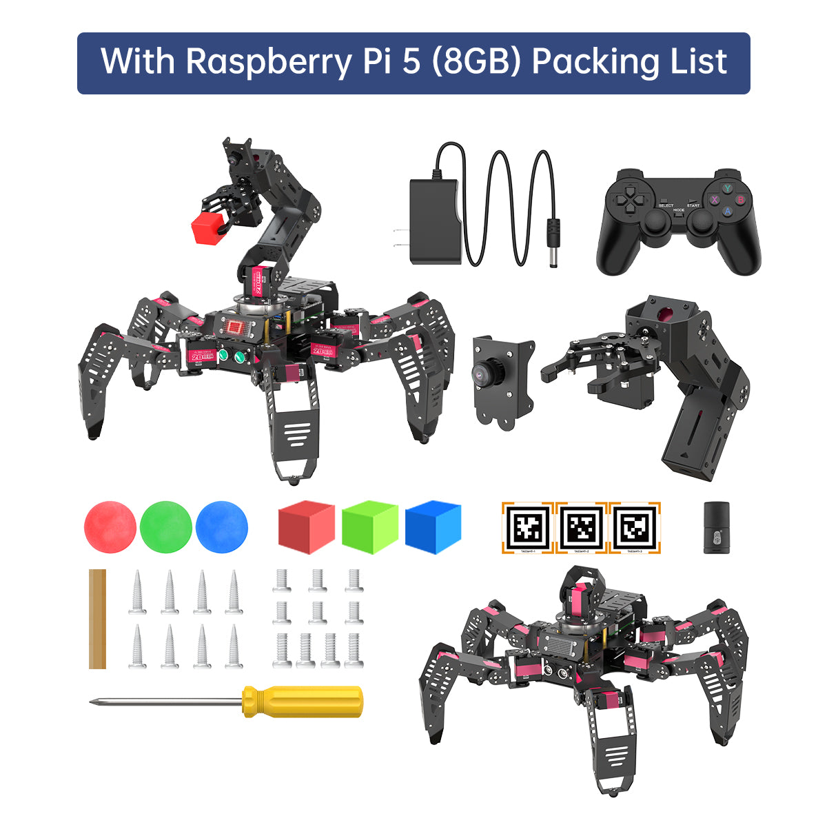 SpiderPi Pro: Hiwonder Hexapod Robot with AI Vision Robotic Arm Powered by Raspberry Pi 5 SpiderPi Pro: Hiwonder Hexapod Robot with AI Vision Robotic Arm Powered by Raspberry Pi 5